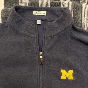 Michigan Peter Millar Blue Quarter-Zip with logo (XL)